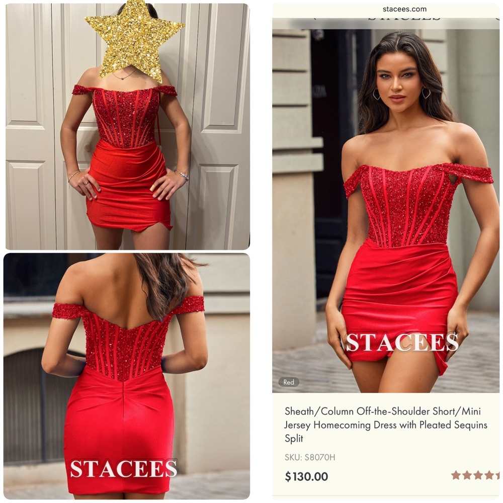 Stacees Red Size 0 FREE SHIPPING Off-the-Shoulder Bodycon Mini Dress BNWT